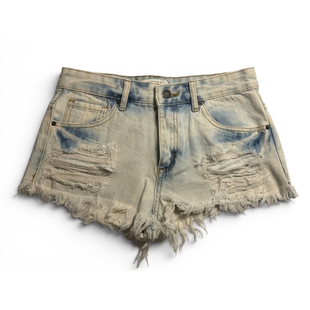 Forever 21 Jean Shorts Light‎ Blue Distressed Frayed Denim Cut Offs 26 Womens